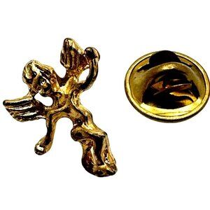Gold Tone Angel Lapel Pin Tie Tack With Secure Clutch Back Guardian Angel